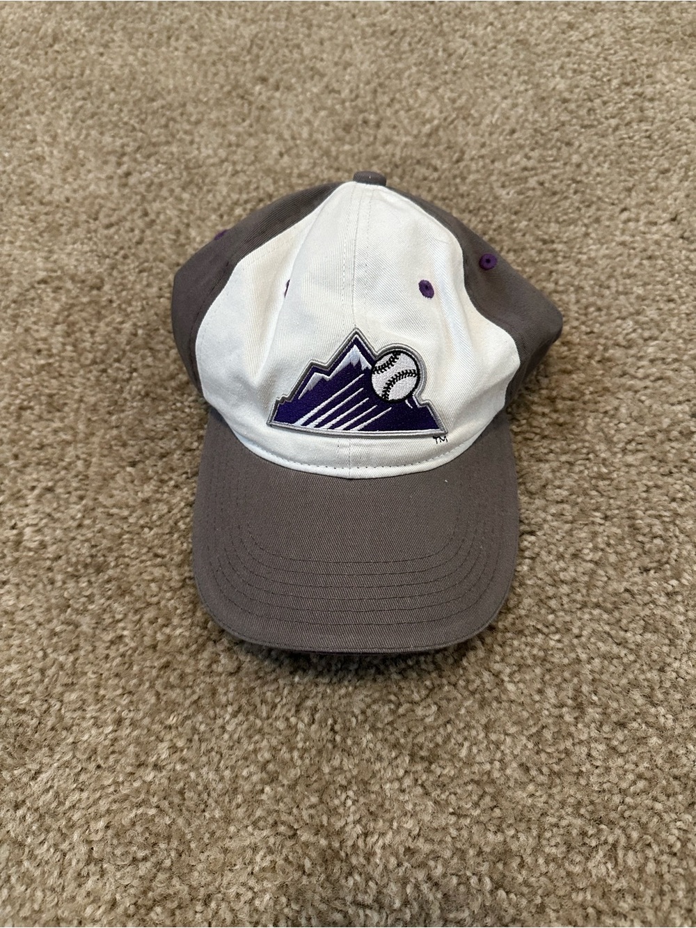 Women's Two-Tone White & Gray Colorado Rockies Baseball Cap with Purple Accent